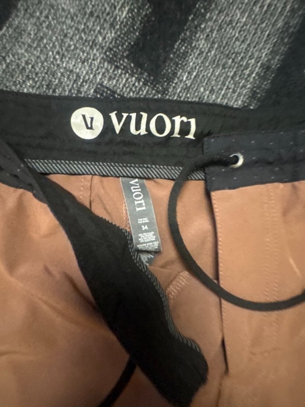 Vuori Rise The Shine Swim Trunks Mens 34 Brown Black Waistband
